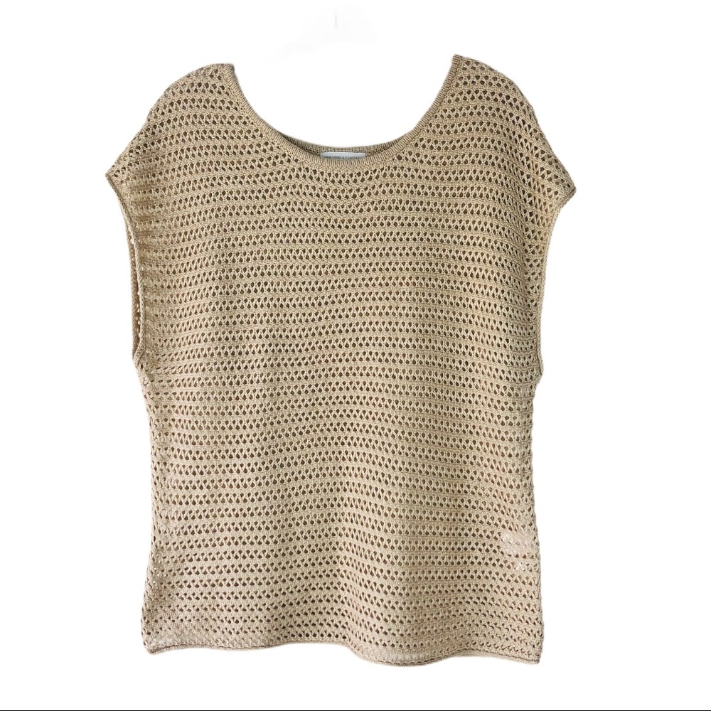 Ny&C Beige Open Knit Minimalistic Boho Tank Top - image 1